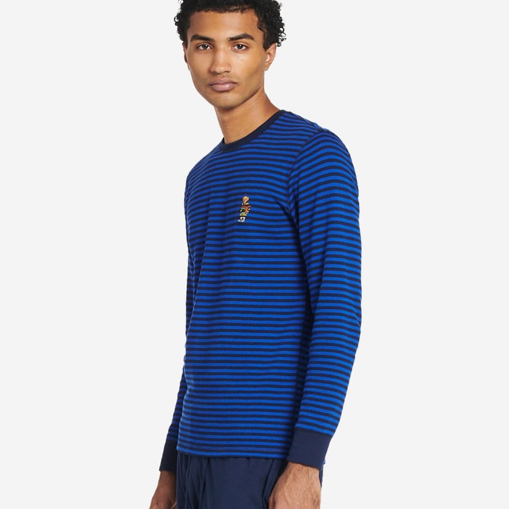 Polo Ralph Lauren Big Polo Bear Stripped Thermal Long Sleeve Shirt Men's - Picture 4 of 5